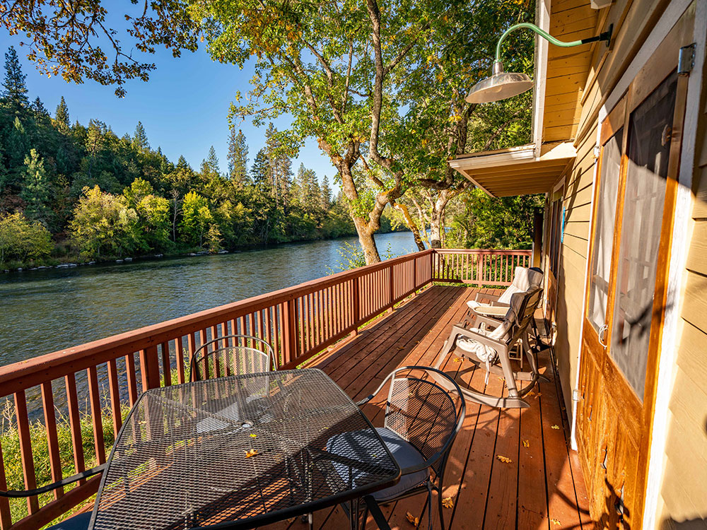 Rogue River cabin deck river